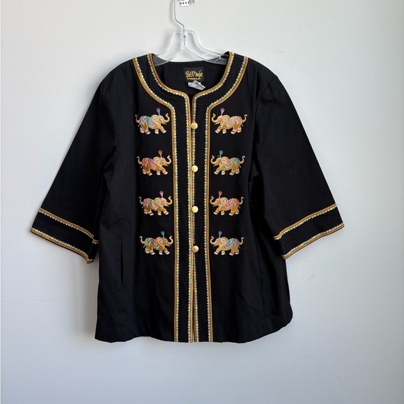 Bob Mackie Embroidered Elephant Jacket Coat Large - Picture 2 of 7